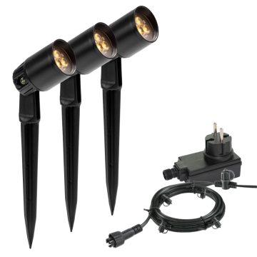 Garden Lights Neso grondpin 2W 130lm IP44 zwart - set van 3 stuks (2606061)