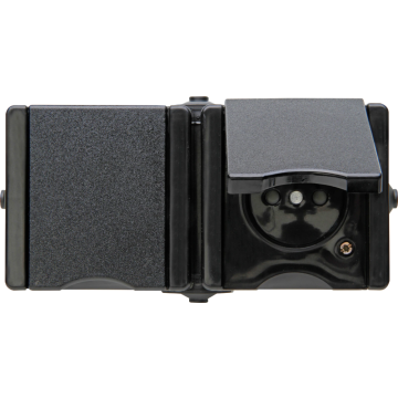 Kopp stopcontact 2-voudig penaarde met klapdeksel IP44 horizontaal - ProAQA zwart (954905008)