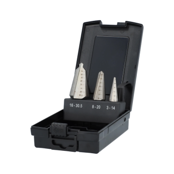 Labor plaatboren 1x ø3-14mm 1x ø8-20mm 1x ø16-30,5mm HSS-Geslepen - set 3 delig (AZ916003)