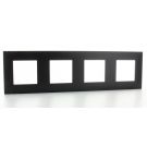 Legrand afdekplaat stopcontact 4-voudig 71mm centerafstand - Valena Next Zwart Gefumeerd (741154)