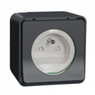 Schneider Electric opbouw stopcontact 1-voudig met penaarde IP55 met schroefklemmen - Mureva antraciet mat (MUR36030)