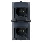 Kopp opbouw stopcontact verticaal 2-voudig met penaarde IP44 - Nautic antraciet (138815008)
