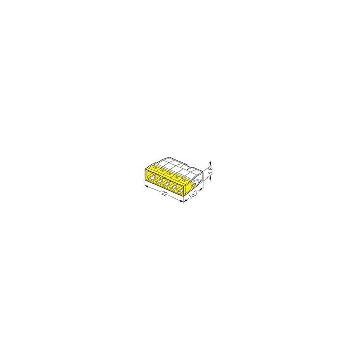 Wago steekklem 5-voudig 0,5-2,5mm2 geel per 100 stuks (2273-205)