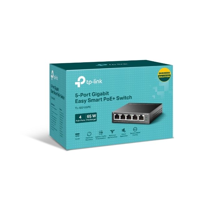 TP-LINK PoE Smart switch 5-poorts 10-1000 Mbps 65W (TL-SG105PE)