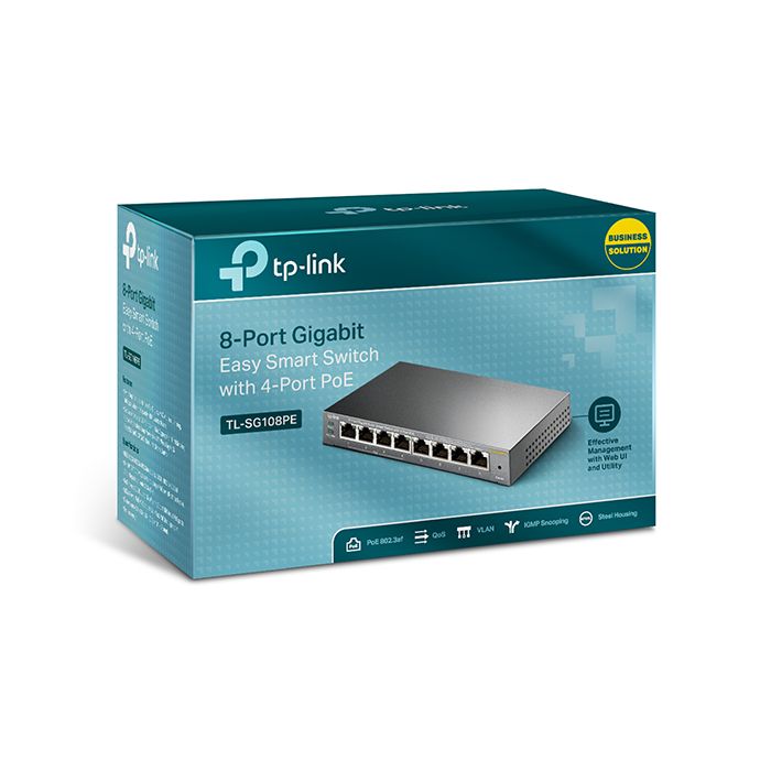 TP-LINK PoE Smart switch 8-poorts 10-1000 Mbps 55W (TL-SG108PE)