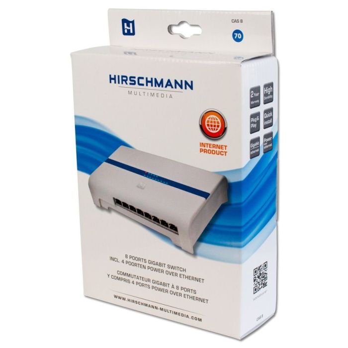 Hirschmann Multimedia 8 poorts Gigabit switch met PoE (695020395)