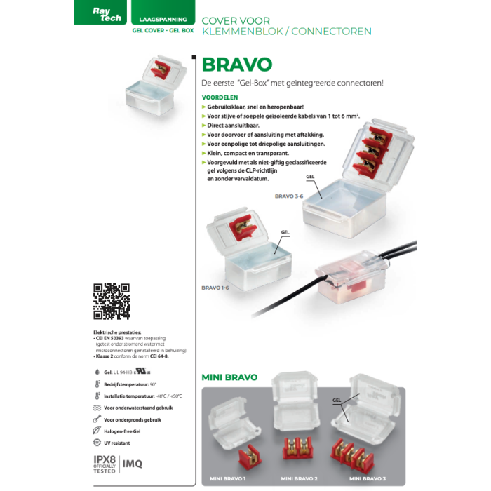 Raytech bravo gelbox met connector 1-6 IPX8 50x29x22mm (BRAVO1-6)