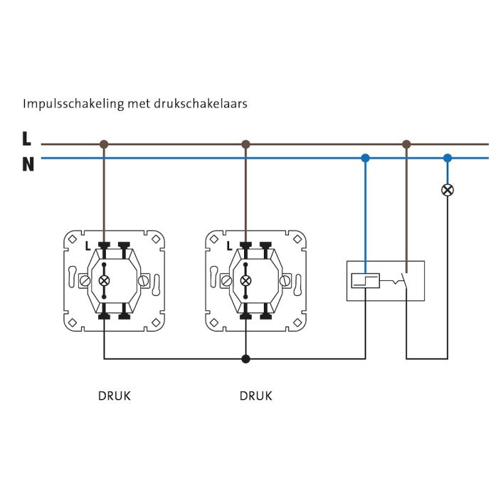 Kopp sokkel dubbele impulsschakelaar (2xNO) (503800002)