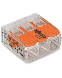 Wago verbindingsklem 3-voudig 4mm2 per 50 stuks (221-413)