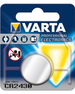 Varta knoopcel Lithium CR2430 diameter 24,5 mm dikte 3,0 mm blister van 1 stuk (376920)