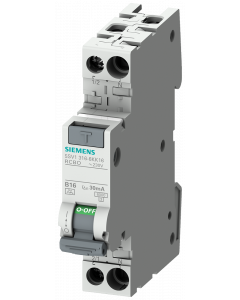 Siemens AG spanningsonafhankelijke aardlekautomaat 1-polig+nul 16A B-kar 30mA (5SV13166KK16)