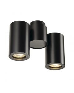 SLV LED opbouwspot GU10 50W rond 215x67mm zwart - 2 stuks  (151830)