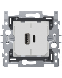 Niko sokkel dubbele USB A+C lader max. 3,5A smart met schroefklemmen en klauwen (420-00512)