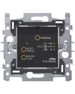 Niko sokkel slimme universele drukknopdimmer met RF zender/ontvanger 3-200W 2-draads (Easywave 868,3Mhz) met schroefklemmen en klauwen (410-00400)