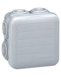 Legrand PLEXO aftakdoos IP55 7 kabelinvoeren membraan klikdeksel 65x65x40mm grijs (92005)