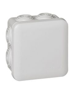 Legrand PLEXO aftakdoos IP55 7 kabelinvoeren membraan klikdeksel 80x80x45mm grijs (92012)