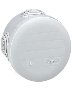Legrand PLEXO aftakdoos rond IP55 4 kabelinvoeren membraan klikdeksel 70mm doorsnede 45mm hoog grijs (92002)