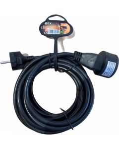Elimex verlengkabel met penaarde 5 meter H05VVH-F 3x1,5mm2 - zwart