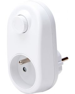 Kopp adapter verloopstekker domino met dimmer LED 3-24W 1-voudig met penaarde kinderbeveiliging - wit