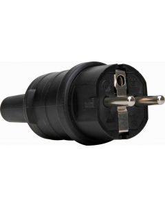Kopp stekker met randaarde rubber 7/VII IP44 16A - zwart