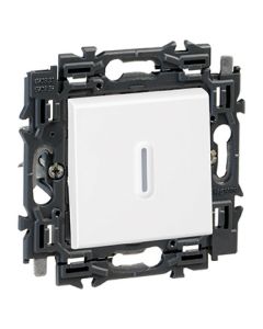 Legrand wisselschakelaar met controlelamp volledig apparaat met wip 10A met steekklemmen en spanklauwen - Valena Next Wit Opaal (741541)