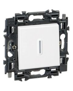 Legrand drukknop pulsdrukker met controlelamp volledig apparaat met wip 6A met steekklemmen en spanklauwen - Valena Next Wit Opaal (741548)