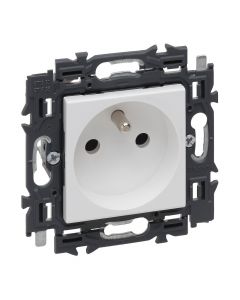 Legrand stopcontact 2-polig met penaarde volledig apparaat 16A met steekklemmen en spanklauwen - Valena Next Wit Opaal (741520)