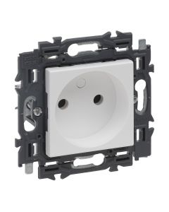 Legrand stopcontact 2-polig zonder penaarde volledig apparaat 16A met steekklemmen en spanklauwen - Valena Next Wit Opaal (741521)