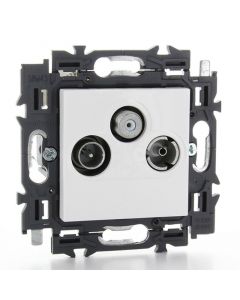 Legrand contactdoos TV/FM/SAT volledg apparaat 4-2400 MHz met spanklauwen - Valena Next Wit Opaal (741573)
