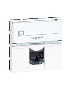 Legrand enkelvoudige module UTP RJ45 CAT5E 2 modules breed - Mosaicwit glans (076554)