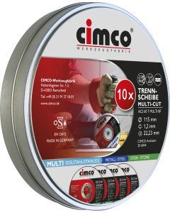 Cimco doorslijpschijf MultiCut (steen-inox-staal) 115mm x 1,2mm set van 10 stuks (206844)