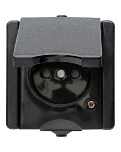 Kopp stopcontact 1-voudig penaarde met klapdeksel IP44 - ProAQA zwart (954705002)