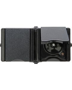 Kopp stopcontact 2-voudig penaarde met klapdeksel IP44 horizontaal - ProAQA zwart (954905008)