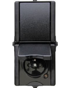Kopp combinatie 1-voudig penaarde met wisselschakelaar IP44 verticaal - ProAQA zwart (139505003)