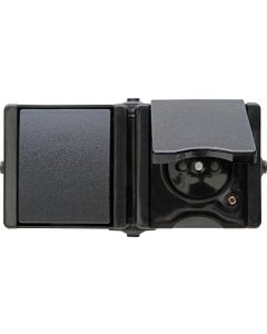 Kopp combinatie 1-voudig penaarde met wisselschakelaar IP44 horizontaal - ProAQA zwart (139605006)