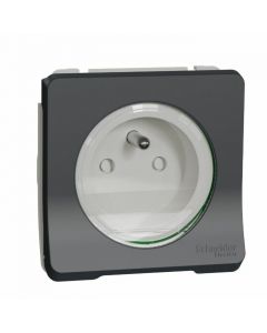 Schneider Electric opbouw stopcontact 1-voudig met penaarde en klapdeksel IP55 - Mureva antraciet (MUR36133)