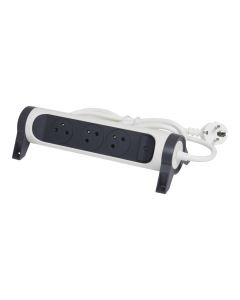Legrand draaibare stekkerdoos 3-voudig met penaarde 3 meter - zwart-wit (49458)
