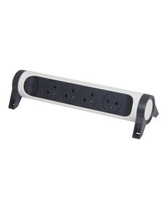 Legrand draaibare stekkerdoos 4-voudig met penaarde - zonder snoer - zwart-wit (49465)