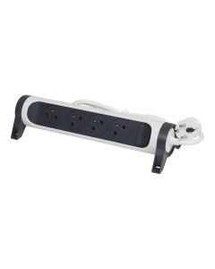 Legrand draaibare stekkerdoos 4-voudig met penaarde 1,5 meter zwart-wit (49447)
