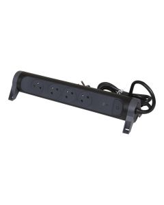 Legrand draaibare stekkerdoos 4-voudig met penaarde 1,5 meter - overspanningsbeveiliging - zwart (49422)