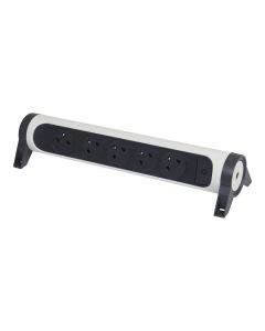 Legrand draaibare stekkerdoos 5-voudig met penaarde - zonder snoer - zwart-wit (49467)