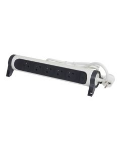 Legrand draaibare stekkerdoos 5-voudig met penaarde 1,5 meter - zwart-wit (49451)