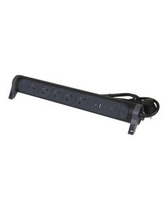 Legrand draaibare stekkerdoos 5-voudig met penaarde 1,5 meter - USB lader - overspanningsbeveiliging - zwart (49428)
