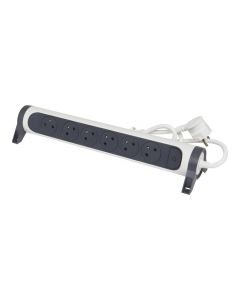 Legrand draaibare stekkerdoos 6-voudig met penaarde 1,5 meter - zwart-wit (49455)