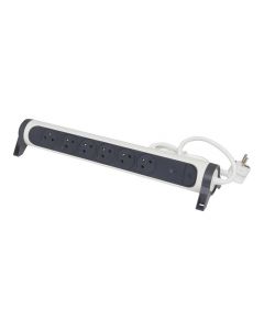 Legrand draaibare stekkerdoos 6-voudig met penaarde 1,5 meter - overspanningsbeveiliging - zwart-wit (49418)