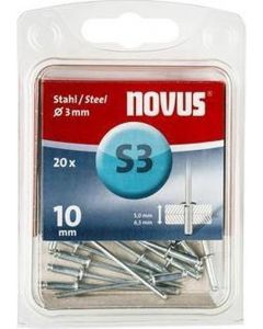 Novus rivet blinkklinknagel S3 X 10 acier S, 20 pcs. (045-0034)