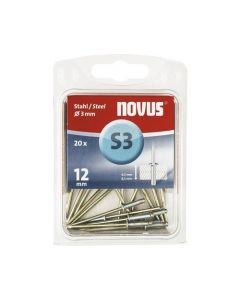 Novus rivet blinkklinknagel S3 X 12 acier S, 20 pcs. (045-0035)