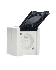 EMhub Aquadro stopcontact 1-voudig met penaarde en shutter spatwaterdicht IP44 - grijs (4088118)