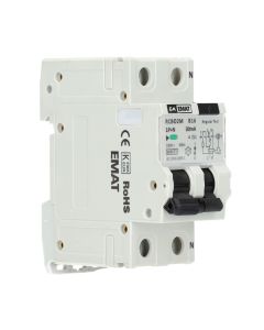 EMAT differentieelautomaat 1-polig+nul 16A B-kar 30mA 2 modules (85006026)