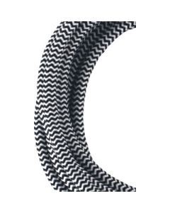 Bailey textielsnoer 3 meter 2x0,75 mm2 - zwart/wit (139685)